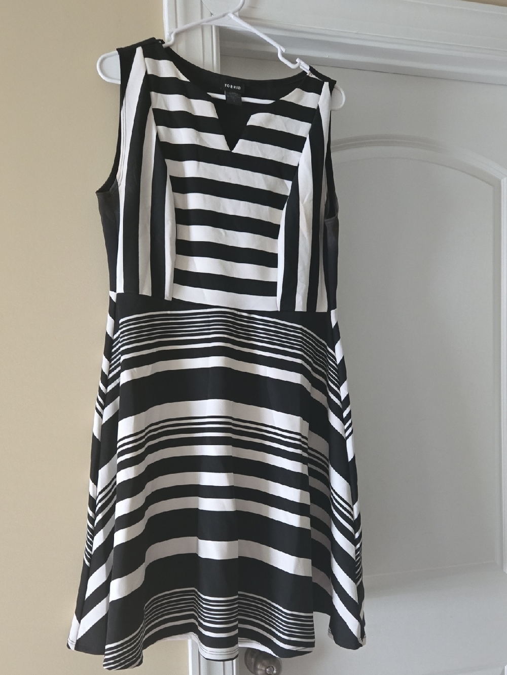 torrid Black & White Striped Sleeveless Fit-and-Flare Dress